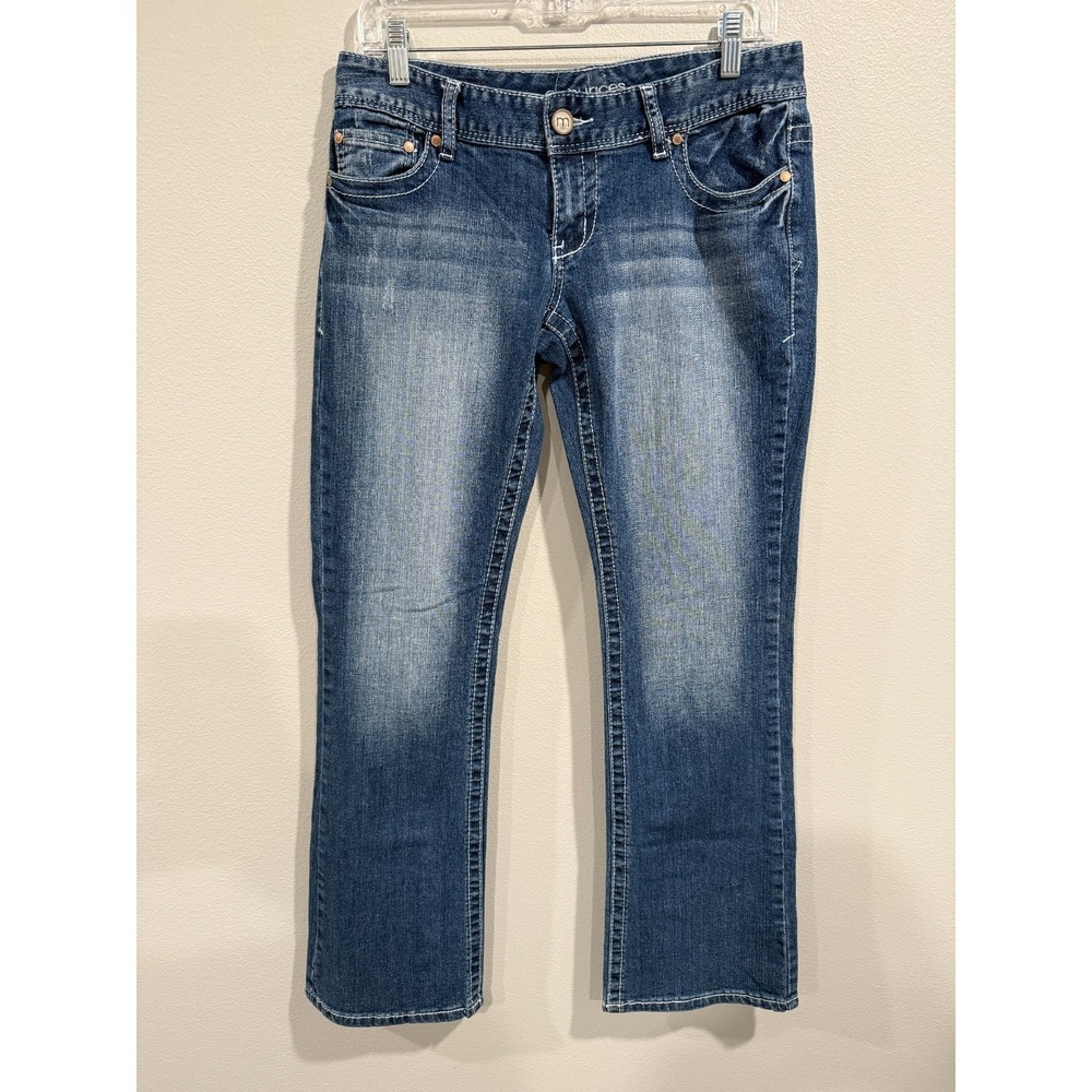 Maurices Straight‎ Jeans Women's 5/6 Regular Blue Denim Stretch Faded Low-Rise